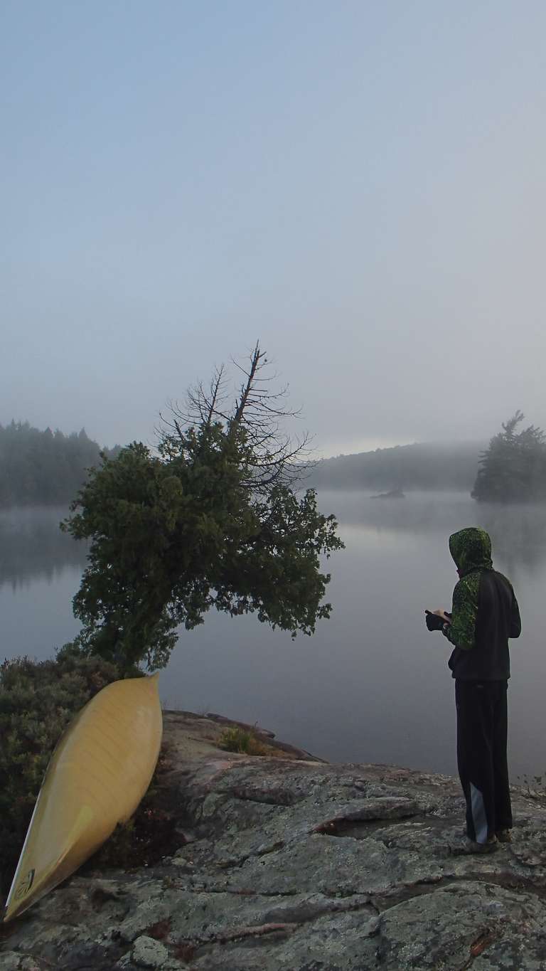 Misty morning on Round Island Lake