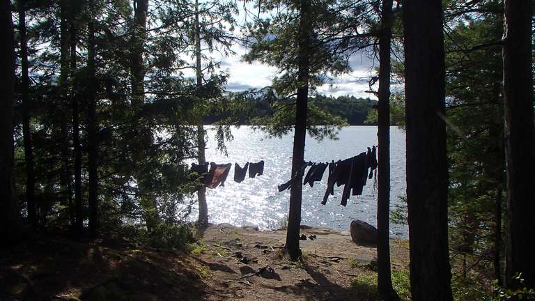 Laundry hanging on Maple Lake