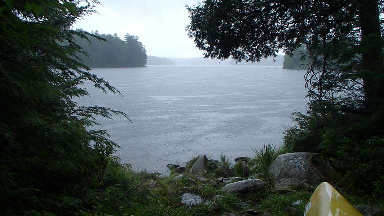 Heavy rain on Timberwolf Lake